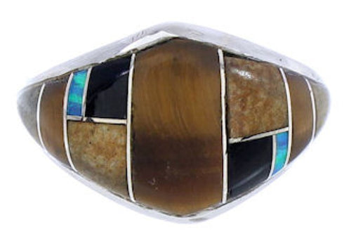 Genuine Sterling Silver Multicolor Southwest Ring Size 7-3/4 GS74218